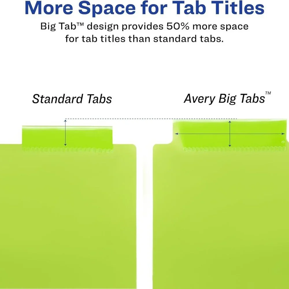 NEW Avery Dividers for 3 Ring Binders 8-Tab Sets Two-Pocket Plastic Binder 11907